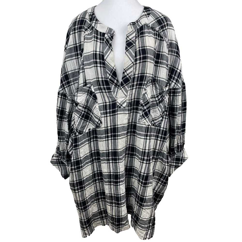 Intimately Free‎ People Not Your Boyfriend's Plaid Oversized Tunic Top Medium